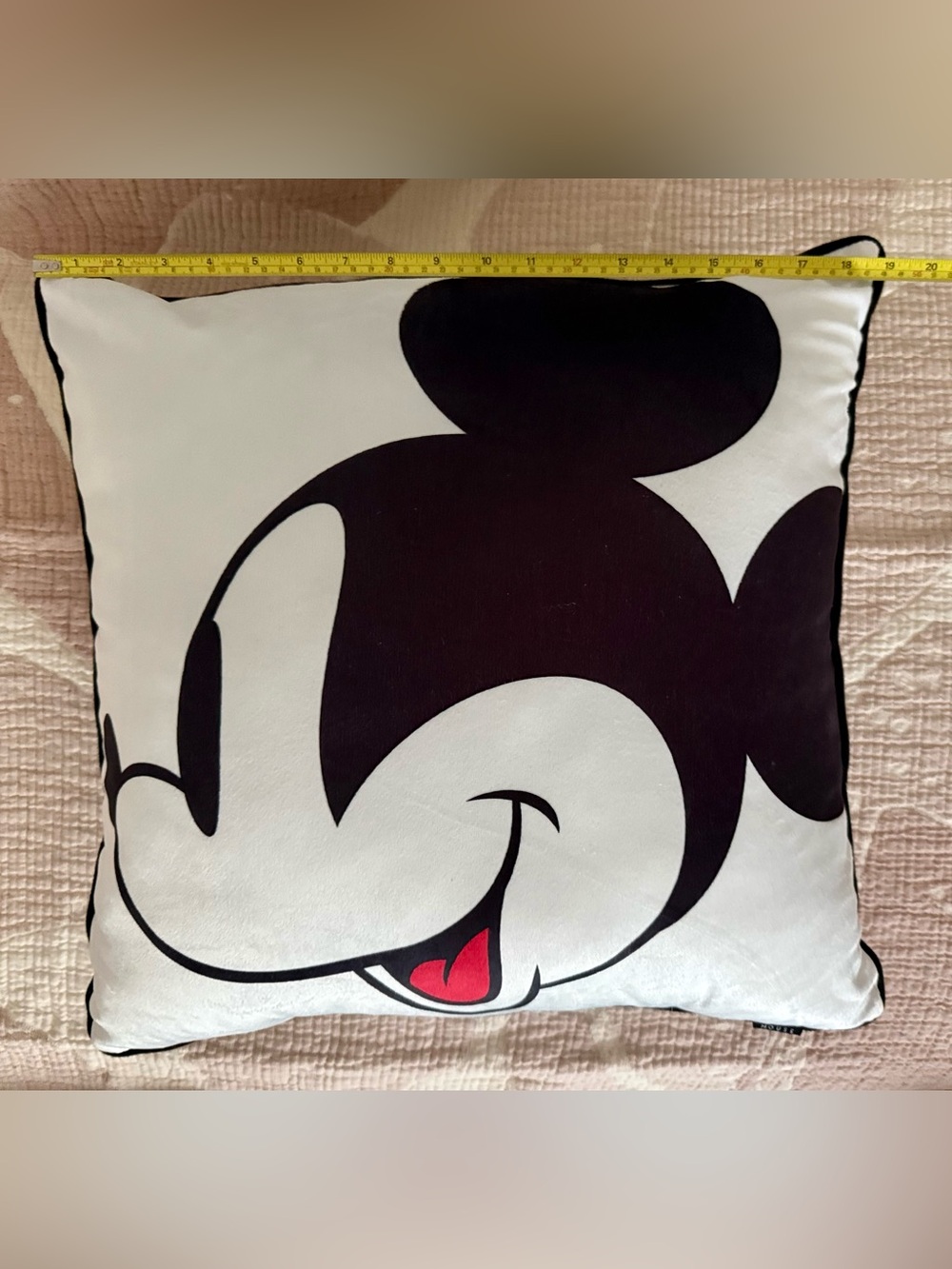 DISNEY MICKEY MOUSE Black & White Large Plush-Feel Pillow Like-New - Picture 5 of 9